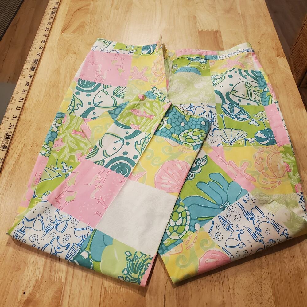 Lilly Pulitzer Pastel chef's blend patch Print  Straight Leg Pants Size 4 - Picture 6 of 6